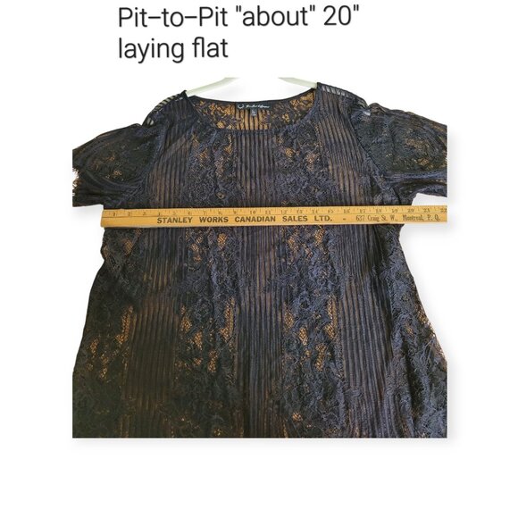 For Love and Lemons Black Semi-Sheer Lace Overlay Top Size L - Picture 9 of 11